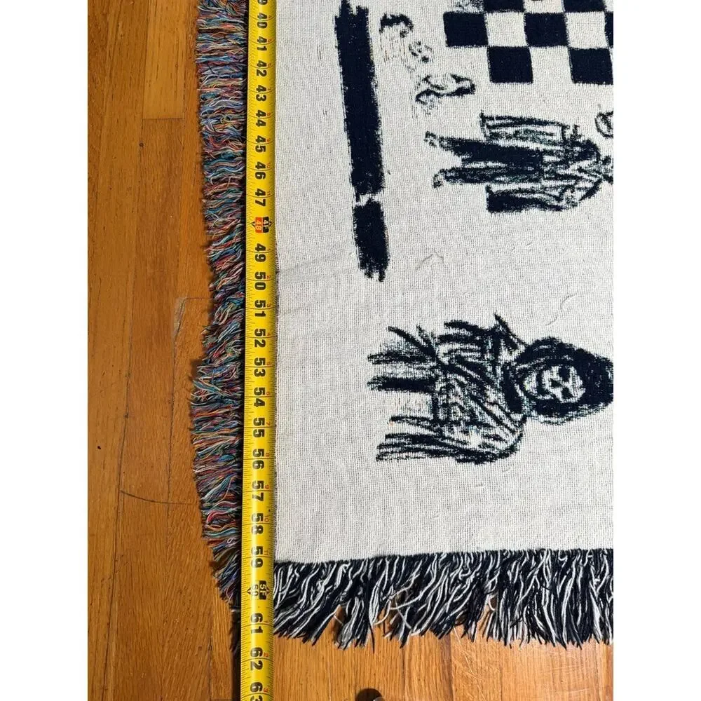 Gothic Woven Tapestry Throw Blanket Skull Grim Reaper Punk Art 80x60 Fringe